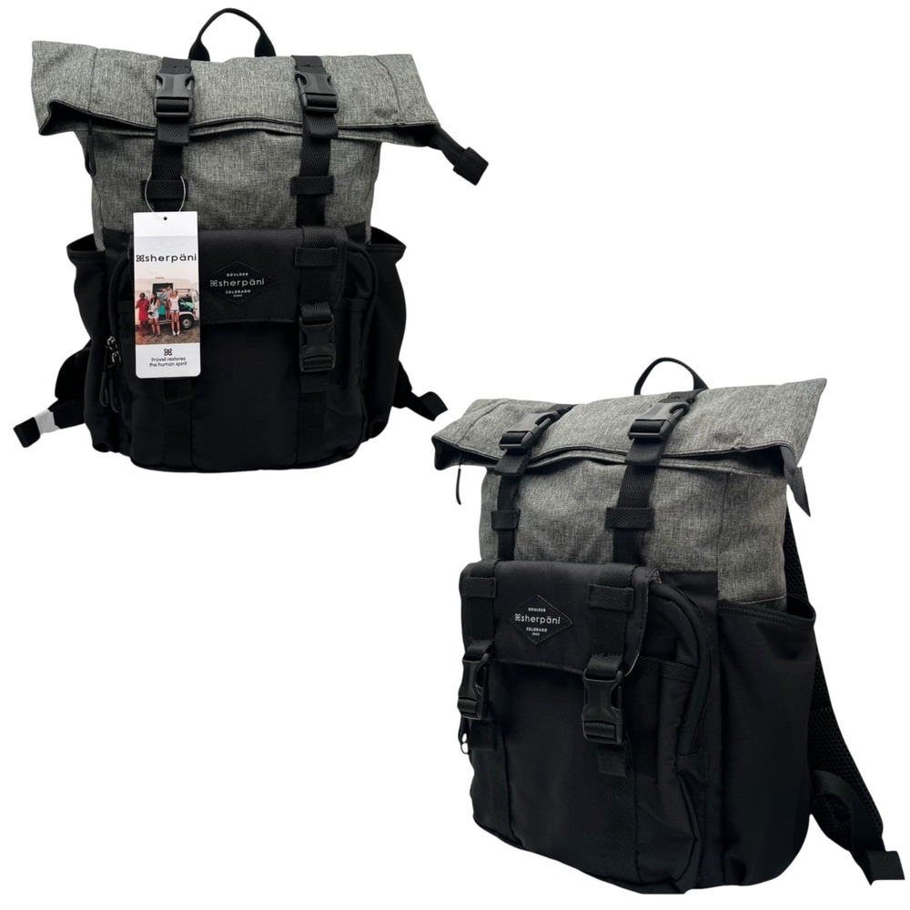 Sherpani Sedona Men's Women's Travel Backpack Fits 15in Laptop RFID Black & Gray